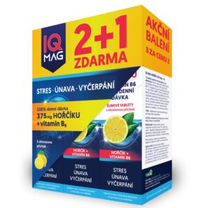 IQ Mag hořčík a B6, šumivé tablety s citronem, balení 2+1