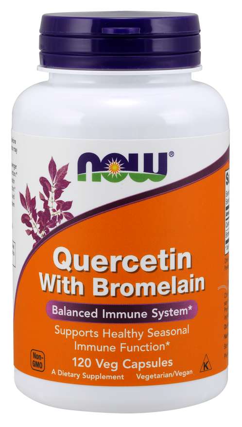 Now Foods Quercetin a Bromelain, kvercetin 800 mg, 120 rostlinných kapslí