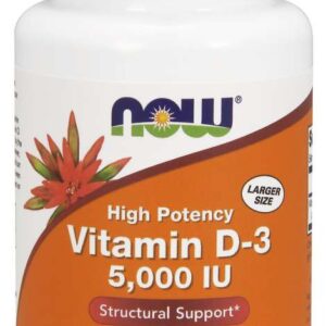 NOW Vitamin D3 5000 IU, 240 softgelových kapslí