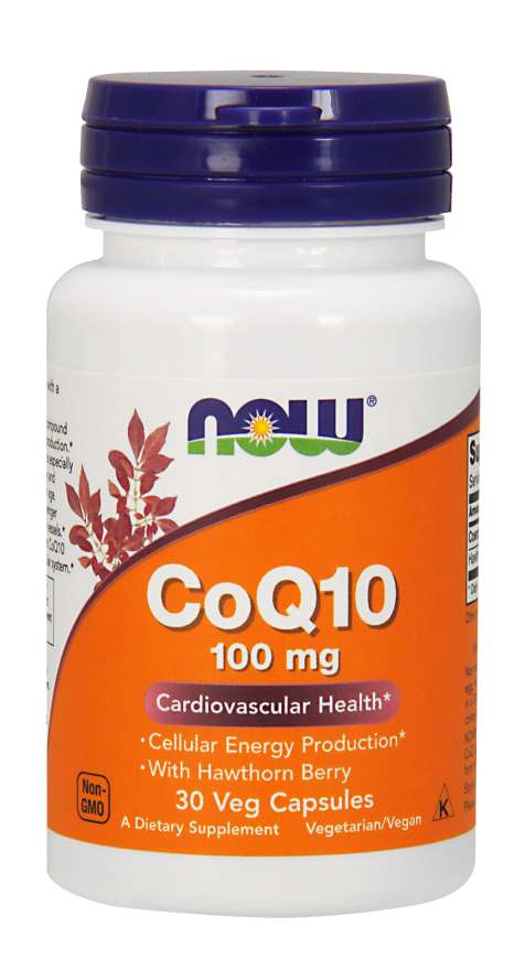 NOW CoQ10 s hlohem, koenzym Q10 100 mg, 30 rostlinných kapslí
