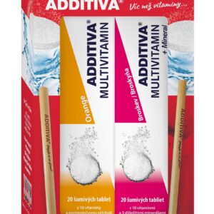 Additiva Multivitamin pomeranč a broskev, šumivé tablety, 40 ks