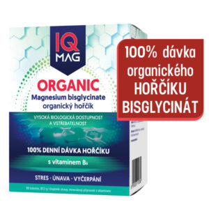 IQ Mag Organic, hořčík bisglycinát s B6, 90 tobolek