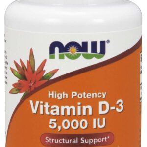 NOW Foods Vitamin D3 5000 IU, 120 softgel kapslí