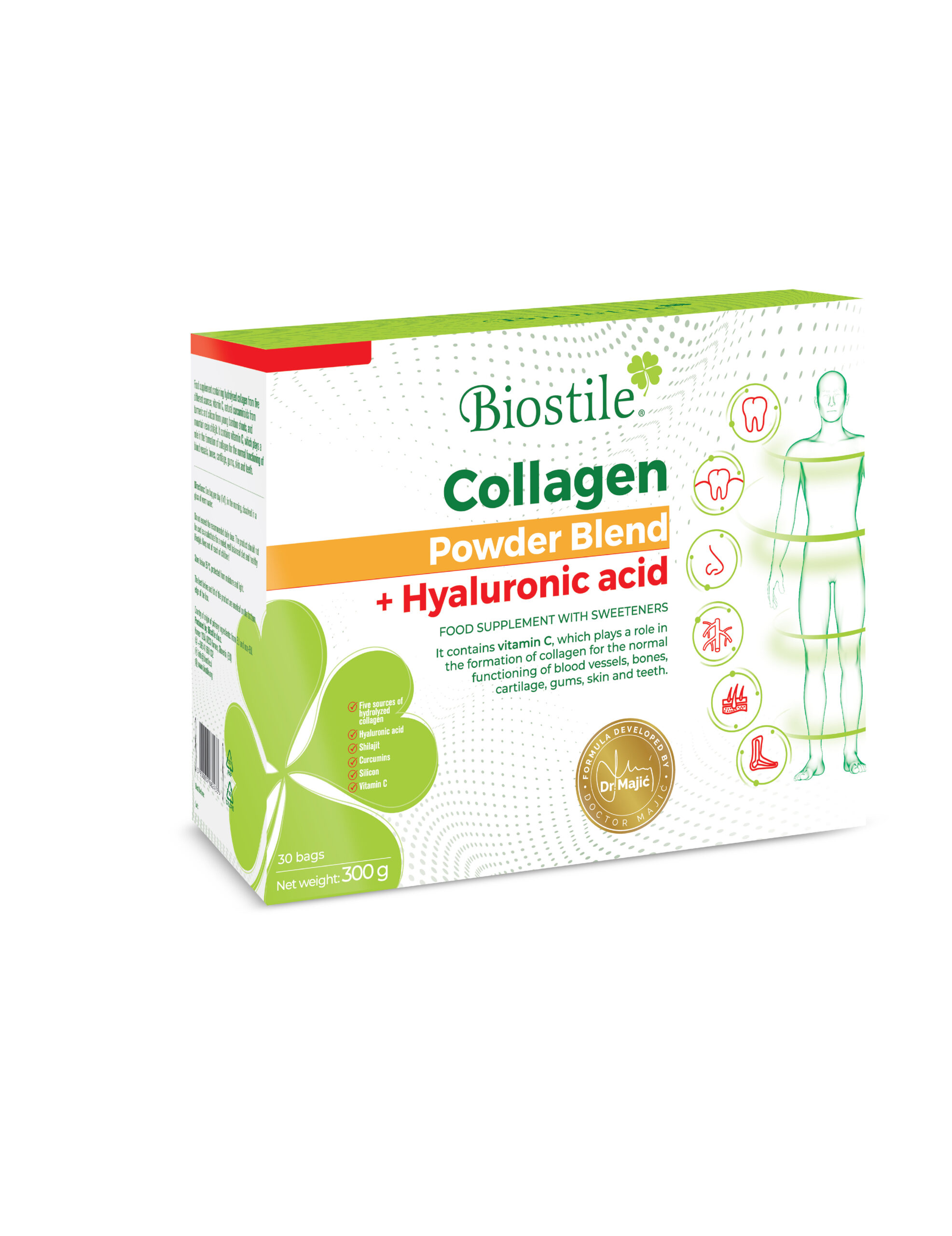 Biostile Collagen Powder Blend + HA, hydrolyzovaný kolagen, 30 sáčků