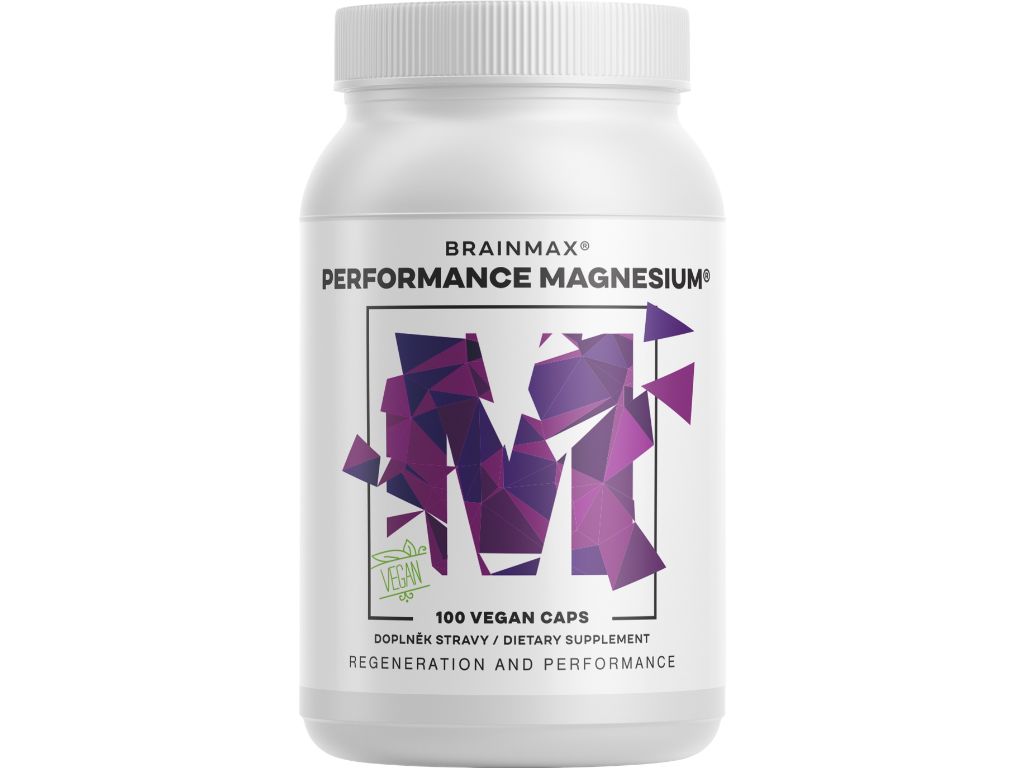 BrainMax Performance Magnesium, hořčík bisglycinát 200 mg a vitamin B6, 100 veganských kapslí