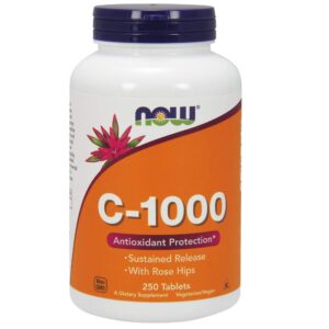 NOW Vitamin C-1000 se šípkem, kyselina askorbová s postupným uvolňováním, 250 tablet