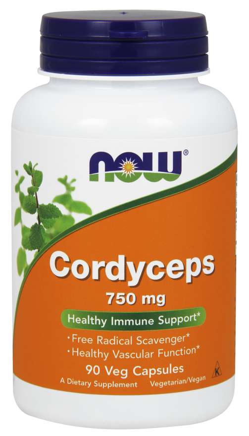 Now Foods Cordyceps, 750 mg, bio, 90 kapslí