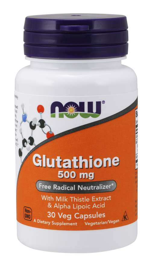 Now Foods Glutathione, redukovaný glutathion 500 mg, 30 rostlinných kapslí