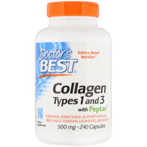 Doctor's Best Kolagen typ I a III s Peptanem, hydrolyzovaný kolagen, 240 kapslí