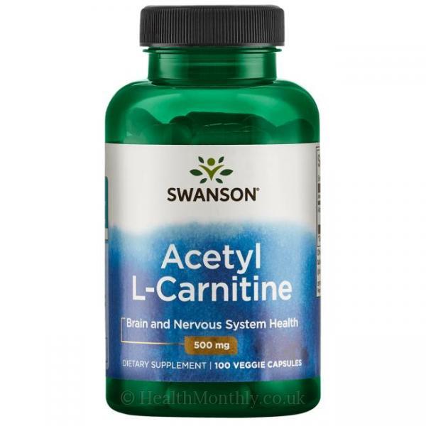 Swanson Acetyl-L-Carnitine 500 mg, acetyl-L-karnitin, 100 kapslí