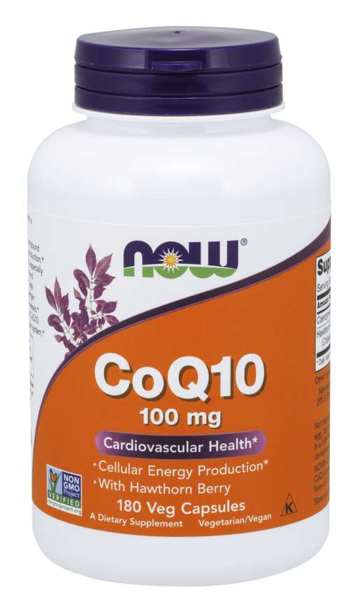 Now Foods CoQ10 + Hloh, koenzym Q10 100 mg, 180 rostlinných kapslí