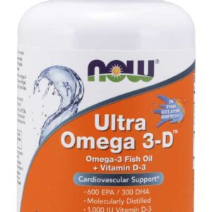 NOW Ultra Omega-3 s vitaminem D, 600 mg EPA a 300 mg DHA, 90 softgelových kapslí