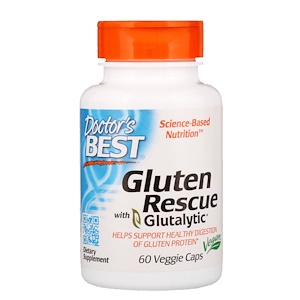 Doctor's Best Gluten Rescue s Glutalytic, trávicí enzymy, 60 rostlinných kapslí