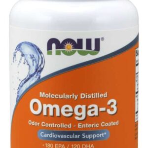 NOW Omega-3 Enteric Coated, enterosolventní kapsle, 90 softgelových kapslí