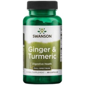 Swanson Ginger & Turmeric, zázvor a kurkuma, 60 kapslí
