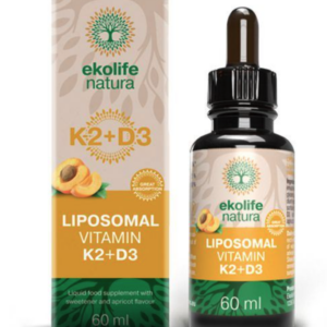 Ekolife Natura Liposomal Vitamin K2 MK7 a D3, meruňková příchuť, 60 ml
