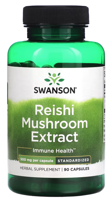 Swanson Reishi Mushroom Extract, reishi extrakt 500 mg, 90 kapslí