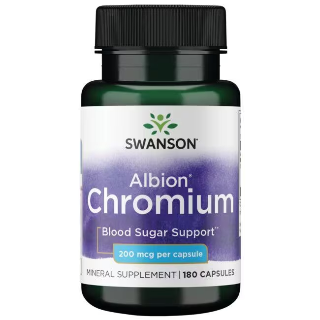 Swanson Chromium Chelated, chrom v chelátové vazbě, 200 mcg, 180 kapslí