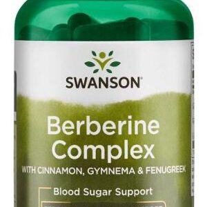 Swanson Berberine Complex se skořicí, gymnemou a pískavicí, berberin HCl, 90 rostlinných kapslí