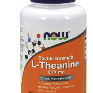 Now Foods L-Theanine Double Strength, L-theanin s inositolem, 200 mg, 120 rostlinných kapslí