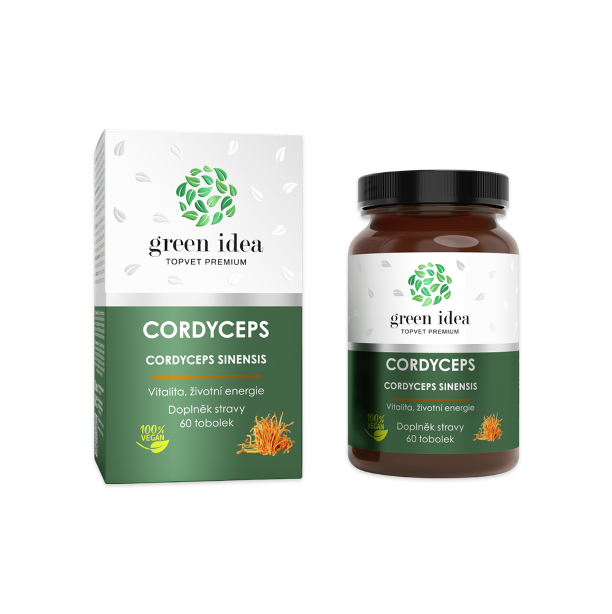 Green idea Cordyceps, bylinný extrakt, 60 tobolek