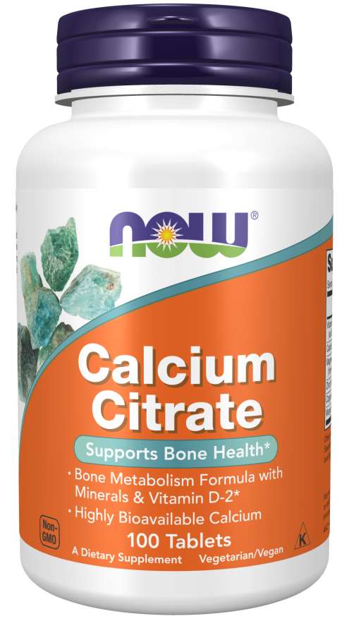NOW Calcium Citrate s minerály a vitaminem D2, vápník, hořčík a zinek, 100 tablet