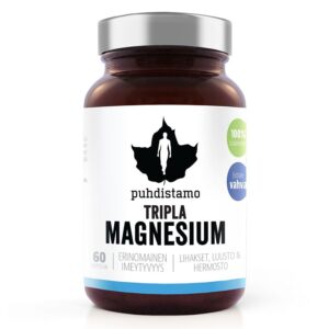 Puhdistamo Triple Magnesium, hořčík bisglycinát, jablečnan a taurát, 60 kapslí