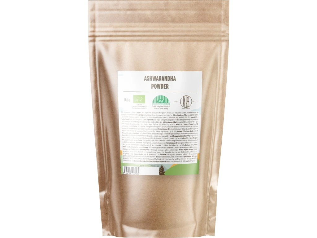 BrainMax Pure Ashwagandha, ashwagandha prášek, BIO, 200 g