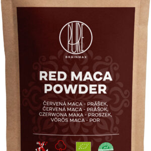 BrainMax Pure Red Maca Powder, maca červená bio, prášek 200 g