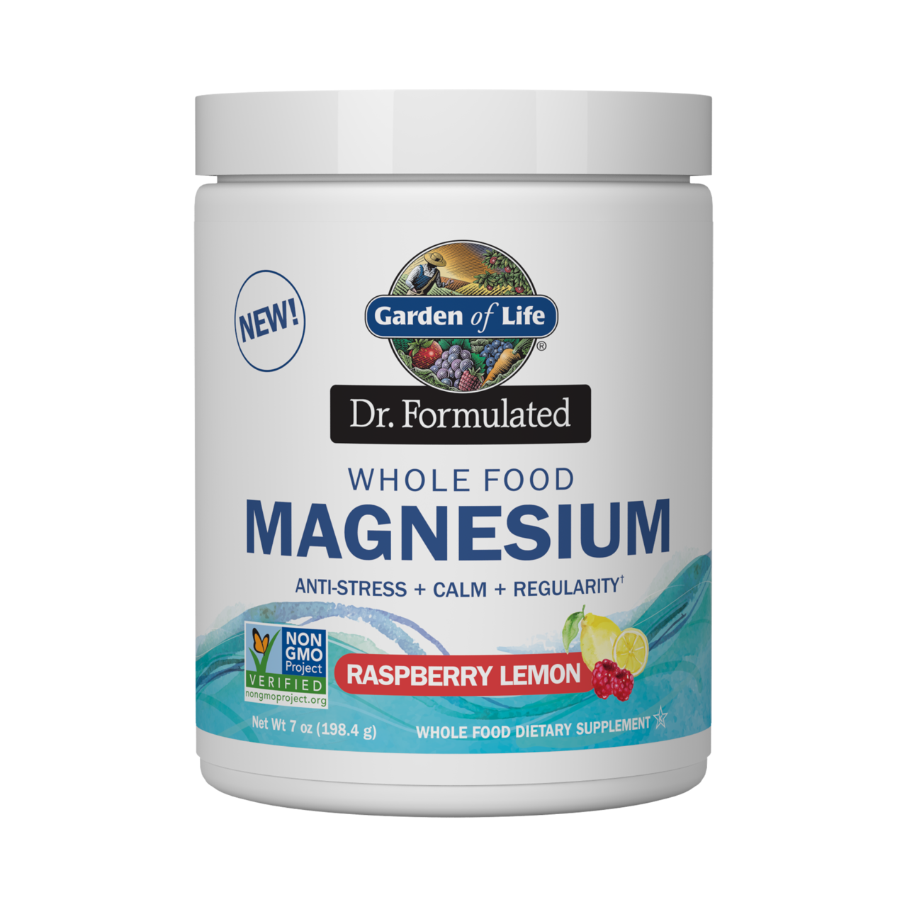 Garden of Life Dr. Formulated Magnesium, hořčík v prášku s malinou a citronem, 198 g