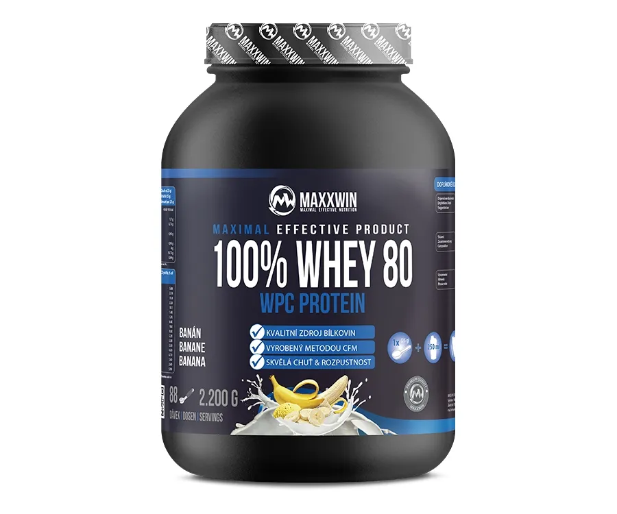 Maxxwin Protein 100% Whey 80, banán, 2200 g