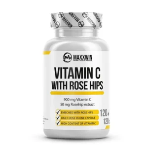 Maxxwin Vitamin C with Rose Hips, kyselina askorbová se šípkem, 120 kapslí