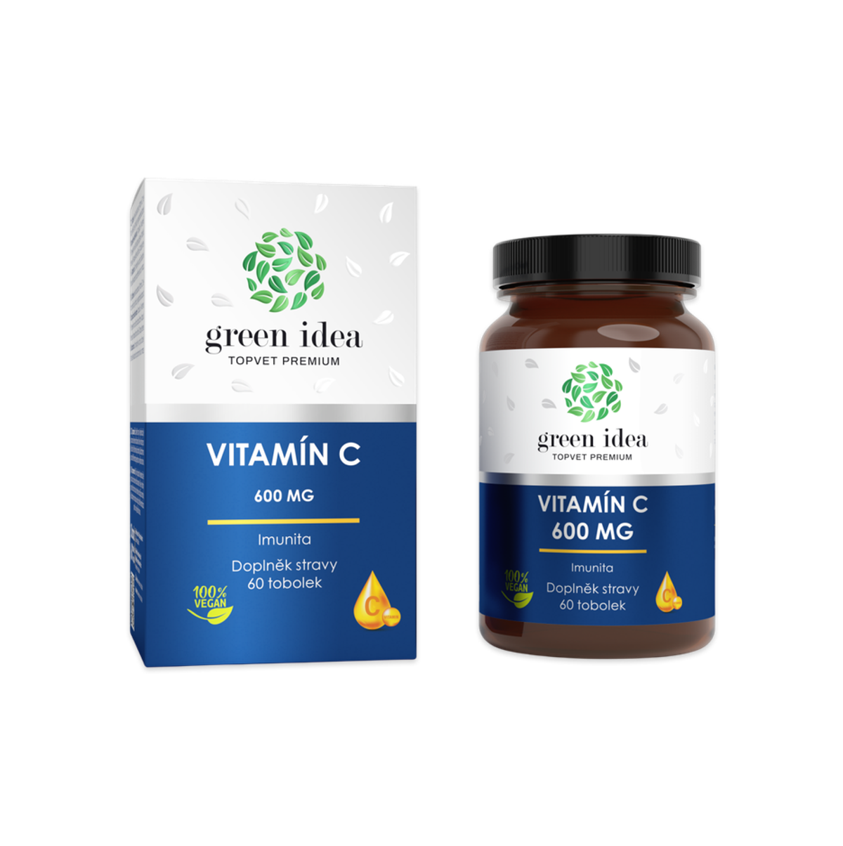 Green idea Vitamín C, kyselina askorbová 600 mg, 60 tobolek