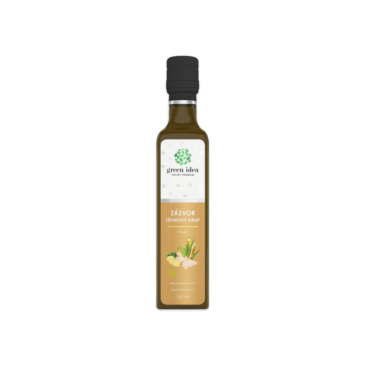Green idea Zázvor sirup s třtinovým cukrem, 250 ml
