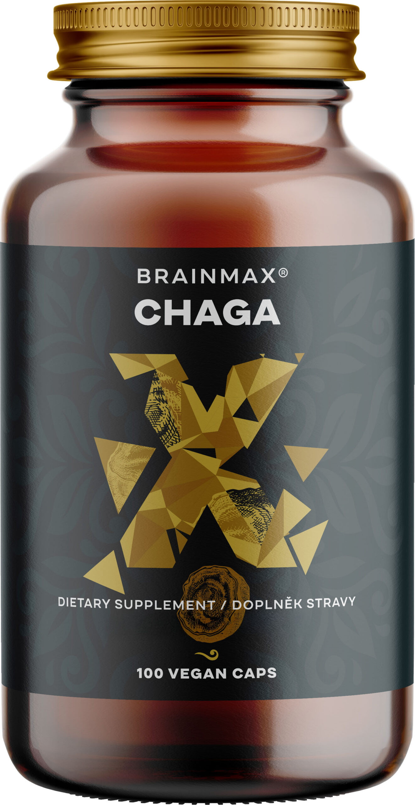 BrainMax Chaga extrakt, 50 % polysacharidů, 500 mg, 100 rostlinných kapslí