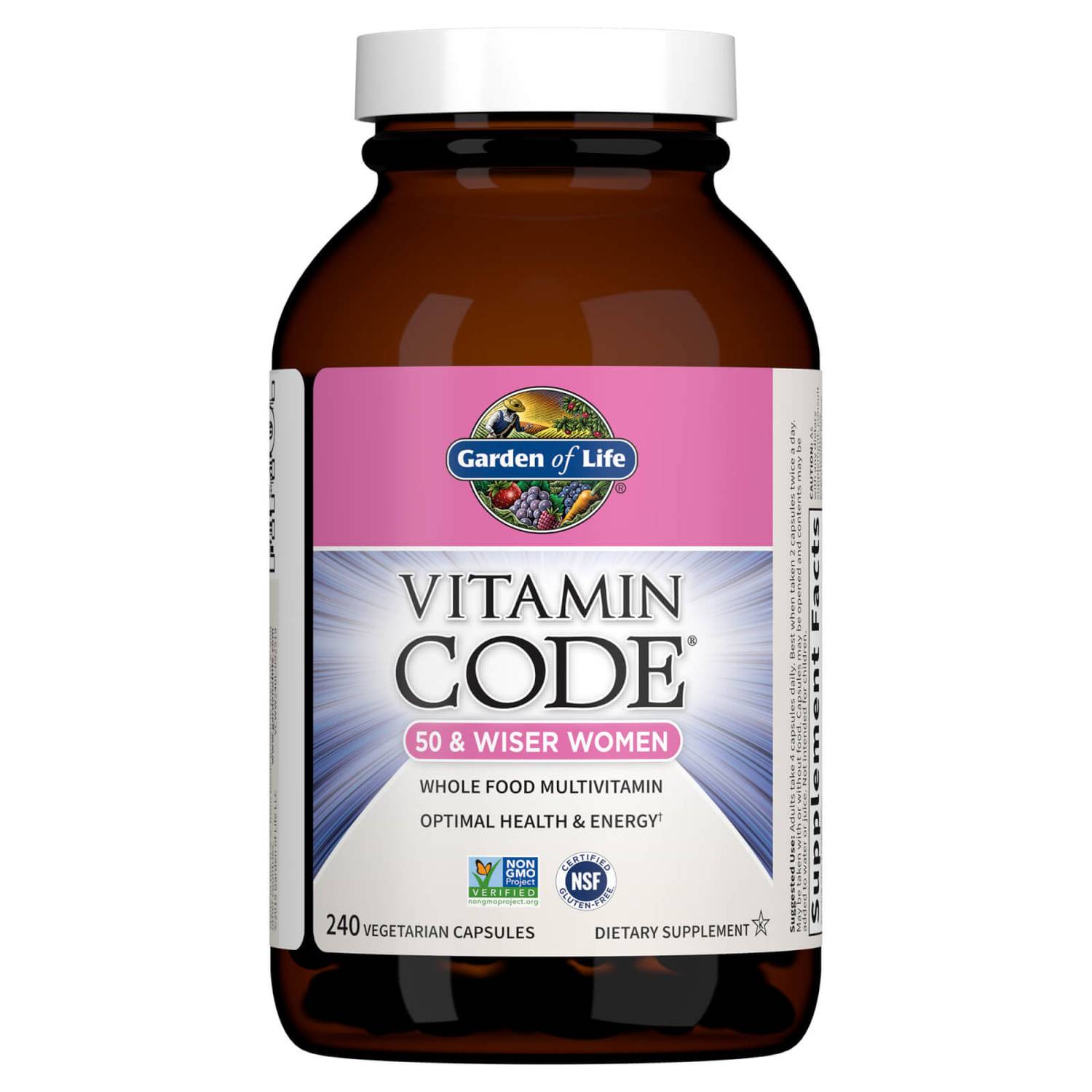Garden of Life Vitamin Code 50 Wiser Women, multivitamin pro ženy nad 50 let, 240 rostlinných kapslí