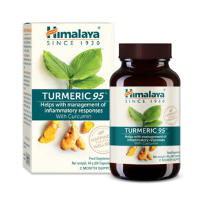 Himalaya Turmeric 95, kurkuma prášek a extrakt, 60 veganských kapslí