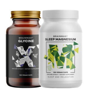 BrainMax Sleep Magnesium a BrainMax Glycin, hořčík bisglycinát, sada 2 × 100 rostlinných kapslí