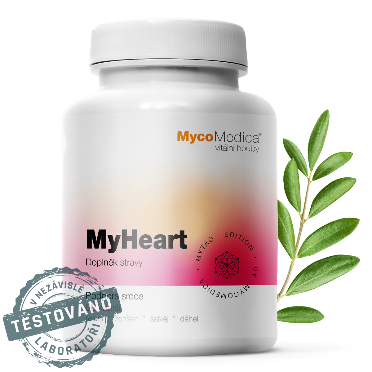 MycoMedica MyHeart, reishi s bylinami, 90 rostlinných kapslí
