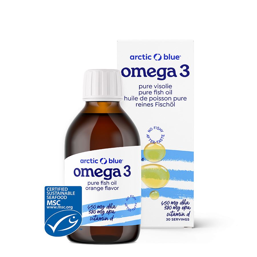 Arctic Blue Omega 3, rybí olej s vitaminem D, 150 ml