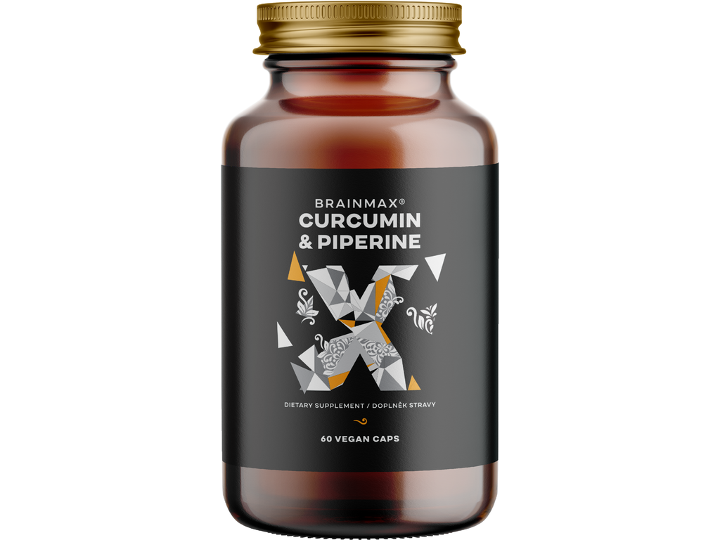 BrainMax Curcumin a Piperine, kurkuma s pepřem, 60 rostlinných kapslí