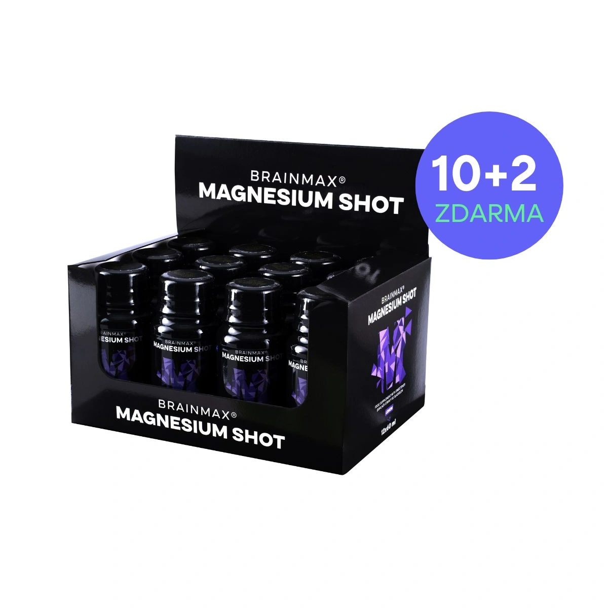 BrainMax Magnesium Shot, hořčík citrát, 12 lahviček po 60 ml