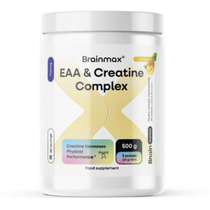 BrainMax EAA a Creatine Complex, kreatin monohydrát s aminokyselinami, ananas, 500 g