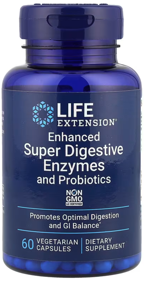 Life Extension Enhanced Super Digestive Enzymes a Probiotics, trávicí enzymy s probiotiky, 60 kapslí