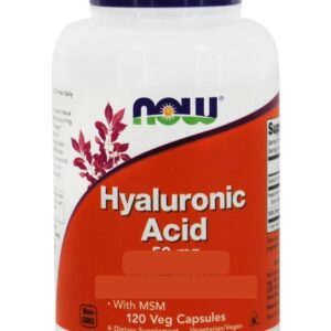 Now Foods Kyselina hyaluronová s MSM, 50 mg, 120 rostlinných kapslí