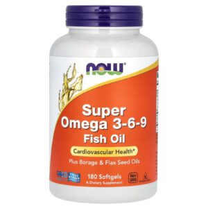 NOW Foods Super Omega 3-6-9, 1200 mg, 180 kapslí