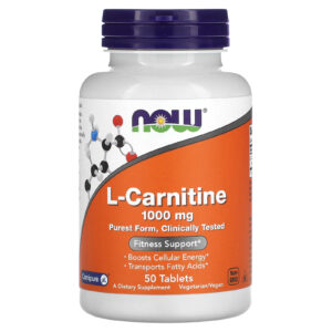 Now Foods L-karnitin 1000 mg, L-karnitin tartrát, 50 tablet