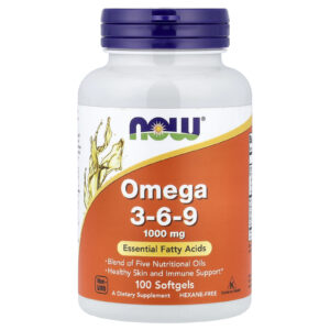 NOW Foods Omega 3-6-9, rostlinné oleje 1000 mg, 100 kapslí