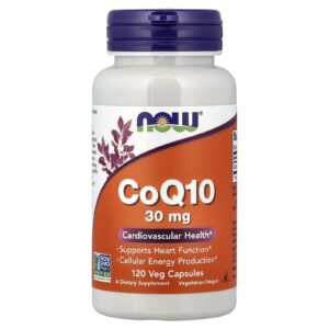 Now Foods CoQ10, ubichinon 30 mg, 120 rostlinných kapslí