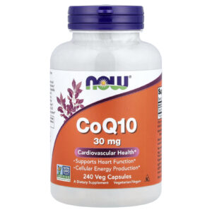 Now Foods CoQ10, ubichinon 30 mg, 240 rostlinných kapslí